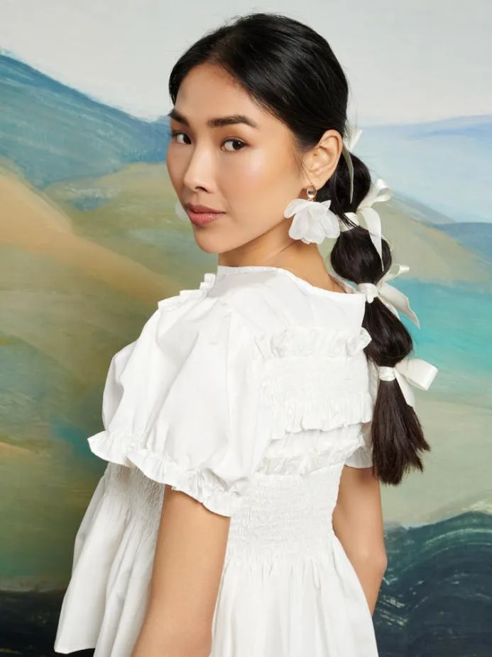 Sister Jane Tops Women DREAM Rider Ruffle Top Pearl White