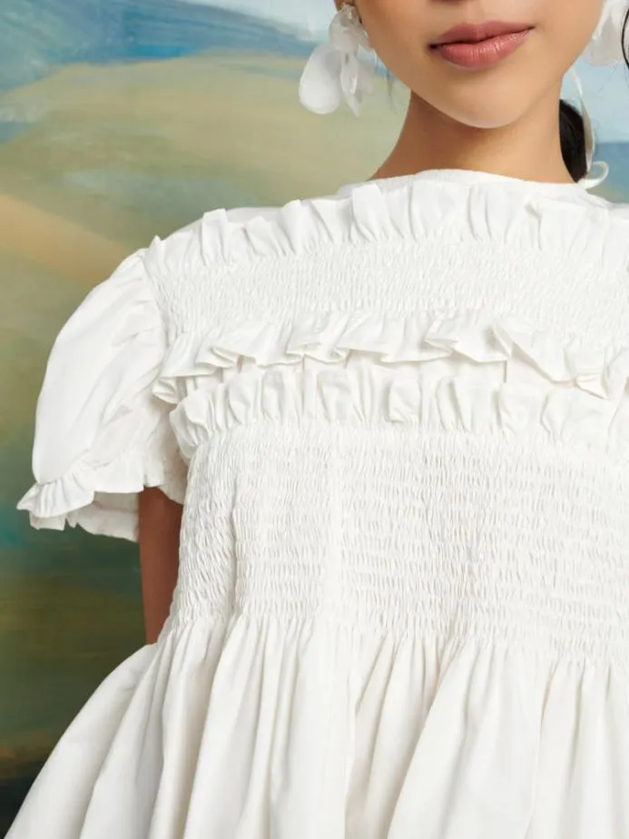 Sister Jane Tops Women DREAM Rider Ruffle Top Pearl White