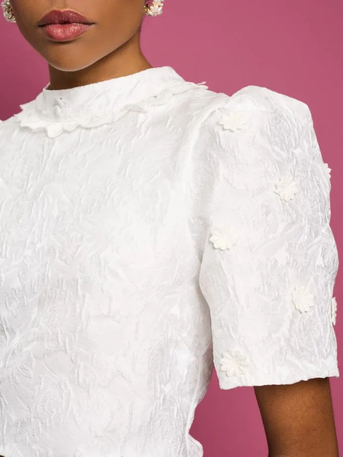 Sister Jane Tops Women DREAM Sandy Jacquard Crop Top Ivory Cream