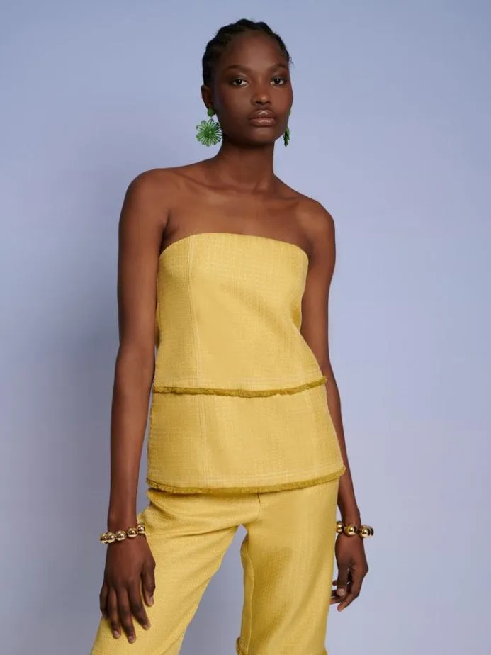 Sister Jane Tops Women Ghospell Priya Fray Bandeau Top Mustard Yellow