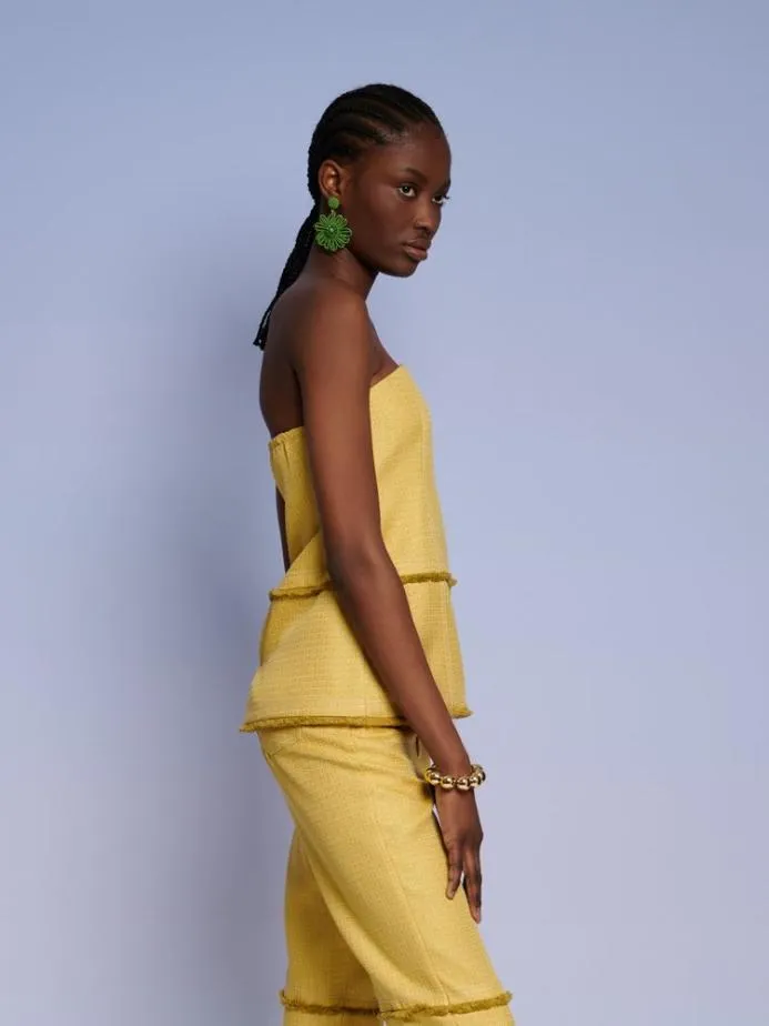 Sister Jane Tops Women Ghospell Priya Fray Bandeau Top Mustard Yellow
