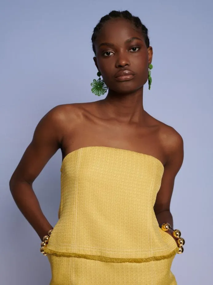 Sister Jane Tops Women Ghospell Priya Fray Bandeau Top Mustard Yellow