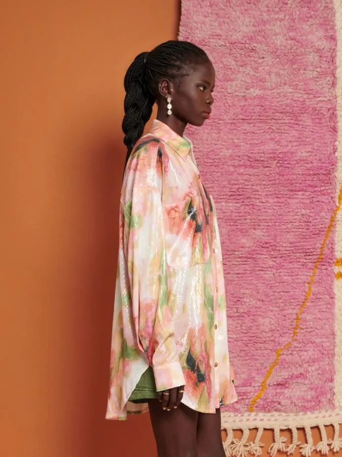 Sister Jane Tops Women Ghospell Salma Sequin Oversized Shirt Sequin Aquarelle