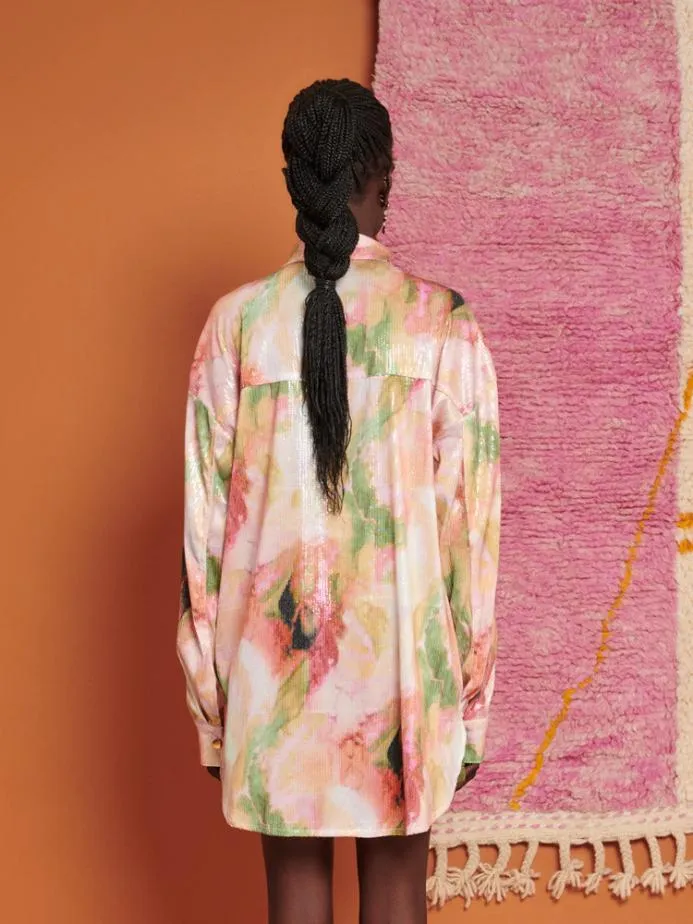 Sister Jane Tops Women Ghospell Salma Sequin Oversized Shirt Sequin Aquarelle