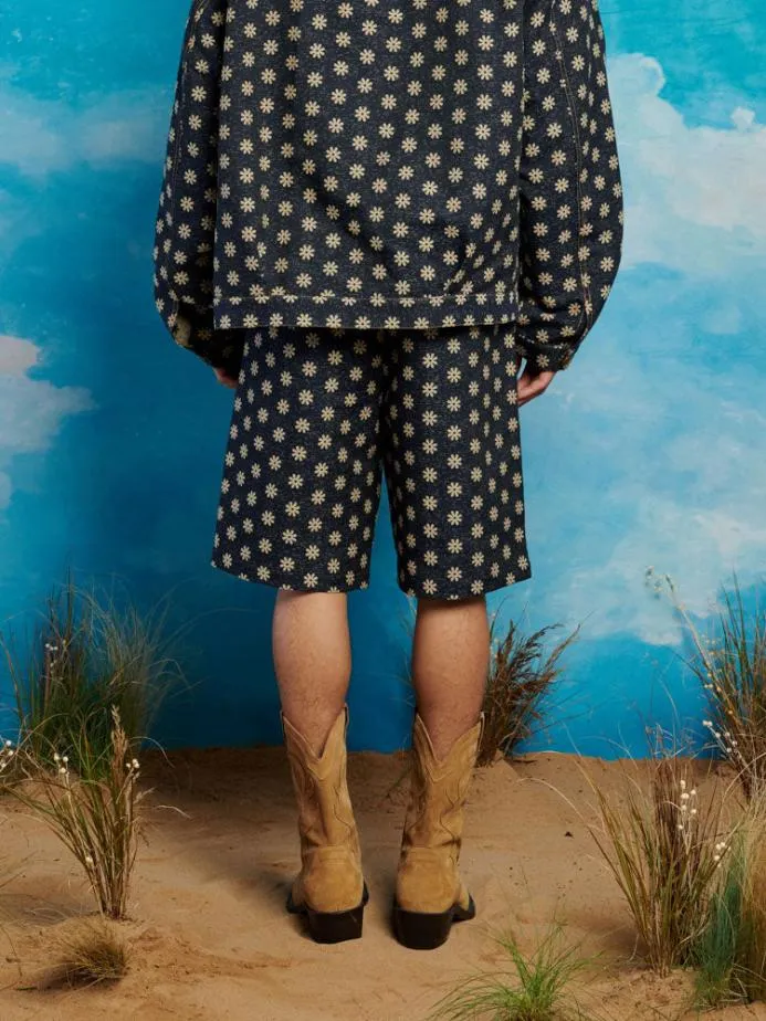 Sister Jane Trousers Men Buck Flower Tailored Shorts Maritime Blue