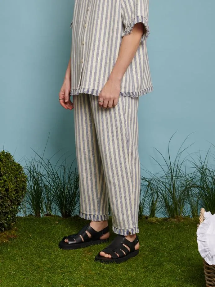 Sister Jane Trousers Men Layne Fray Stripe Trousers Pale Blue