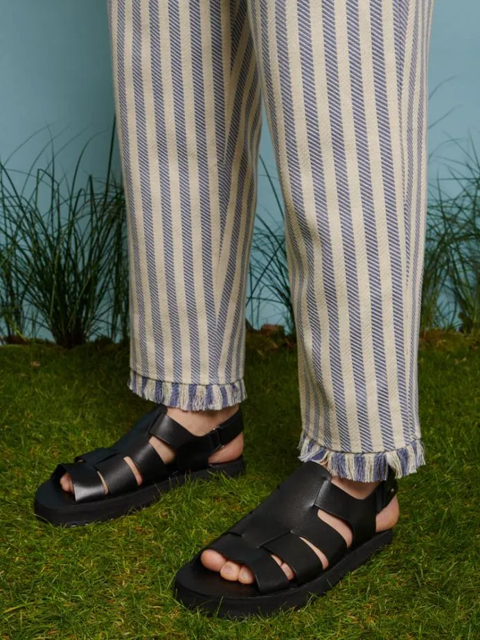 Sister Jane Trousers Men Layne Fray Stripe Trousers Pale Blue