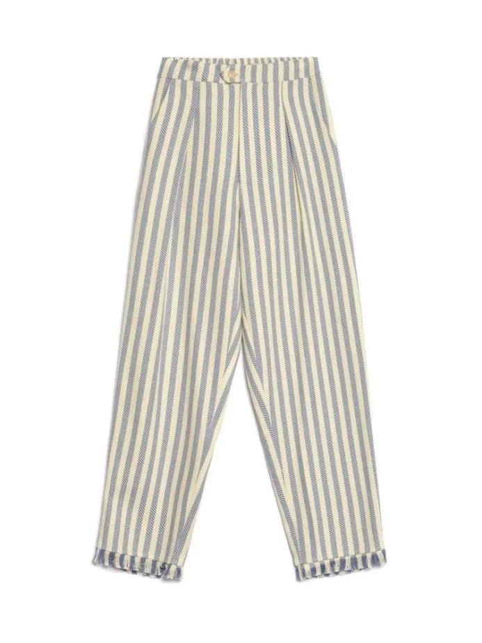 Sister Jane Trousers Men Layne Fray Stripe Trousers Pale Blue