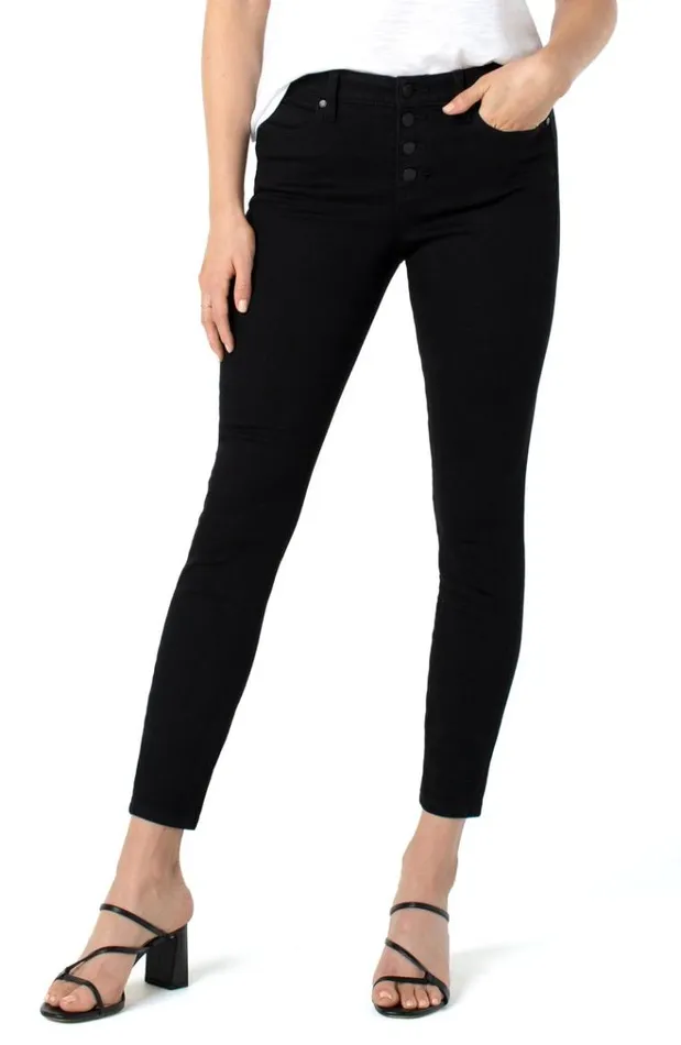 Skinny Women Liverpool Los Angeles Abby Ankle Skinny With Exposed Buttons Eco Black Rinse
