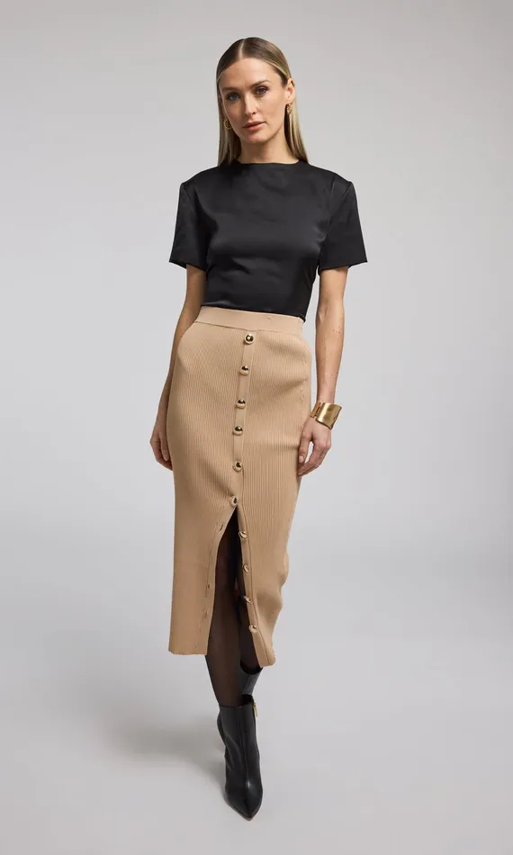 Skirts Women Generation Love Clothing Addie Rib Skirt Camel