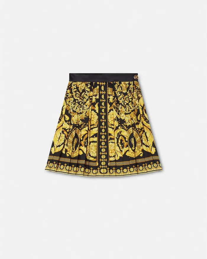 Skirts Women Versace Barocco Pleated Skirt Blackprint