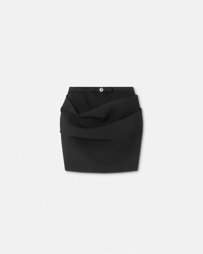 Skirts Women Versace Wool Gabardine Draped Skirt Black