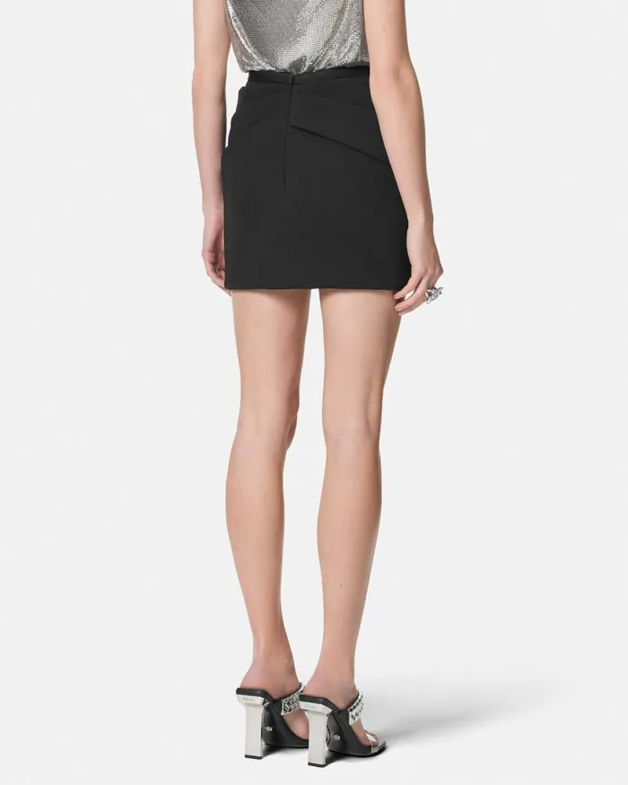 Skirts Women Versace Wool Gabardine Draped Skirt Black