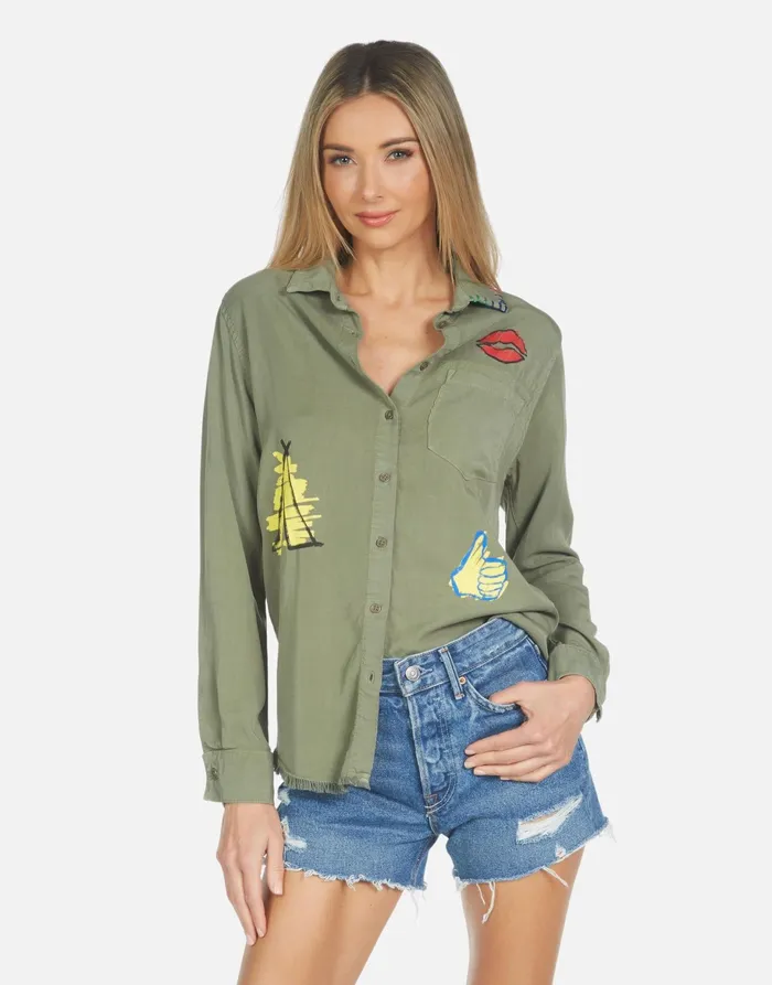 Sloane Camp Hair Don039t Care Military Women039s Lauren Moshi Long Sleeve