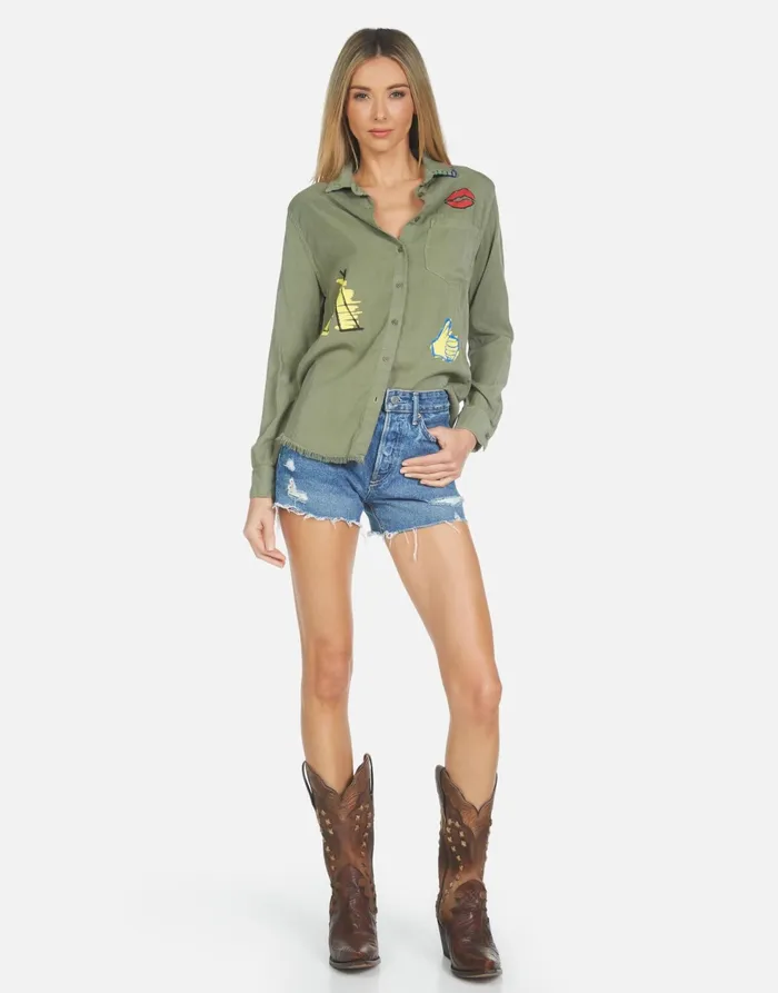 Sloane Camp Hair Don039t Care Military Women039s Lauren Moshi Long Sleeve
