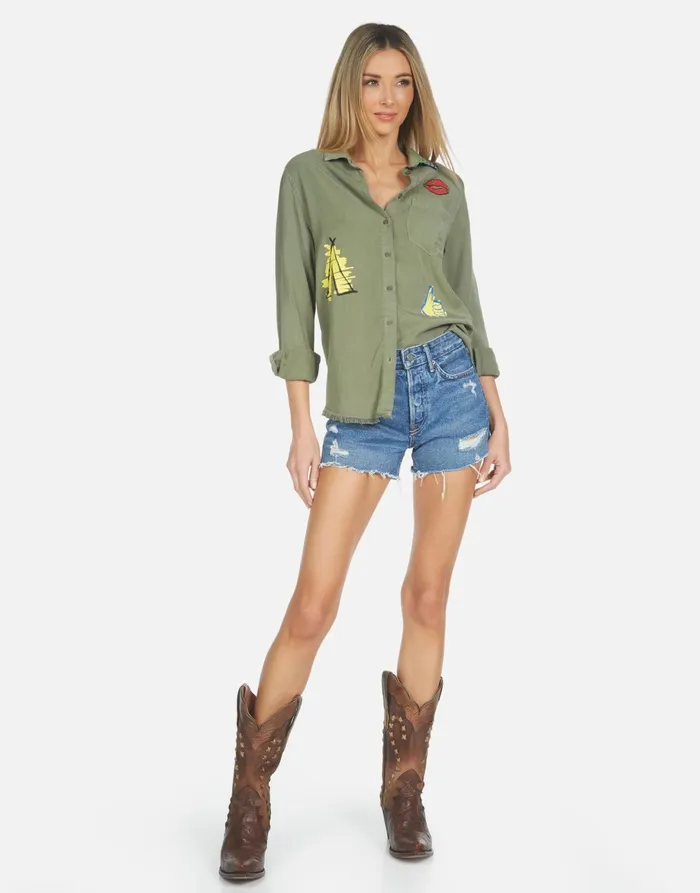 Sloane Camp Hair Don039t Care Military Women039s Lauren Moshi Long Sleeve