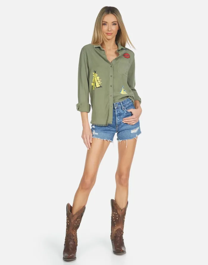 Sloane Camp Hair Don039t Care Military Women039s Lauren Moshi Long Sleeve
