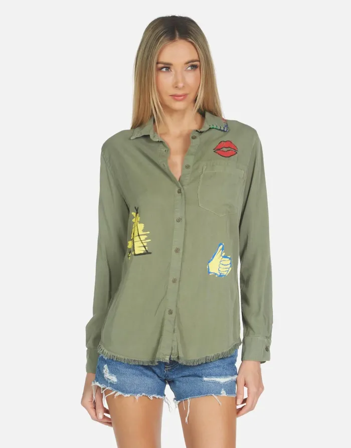 Sloane Camp Hair Don039t Care Military Women039s Lauren Moshi Long Sleeve