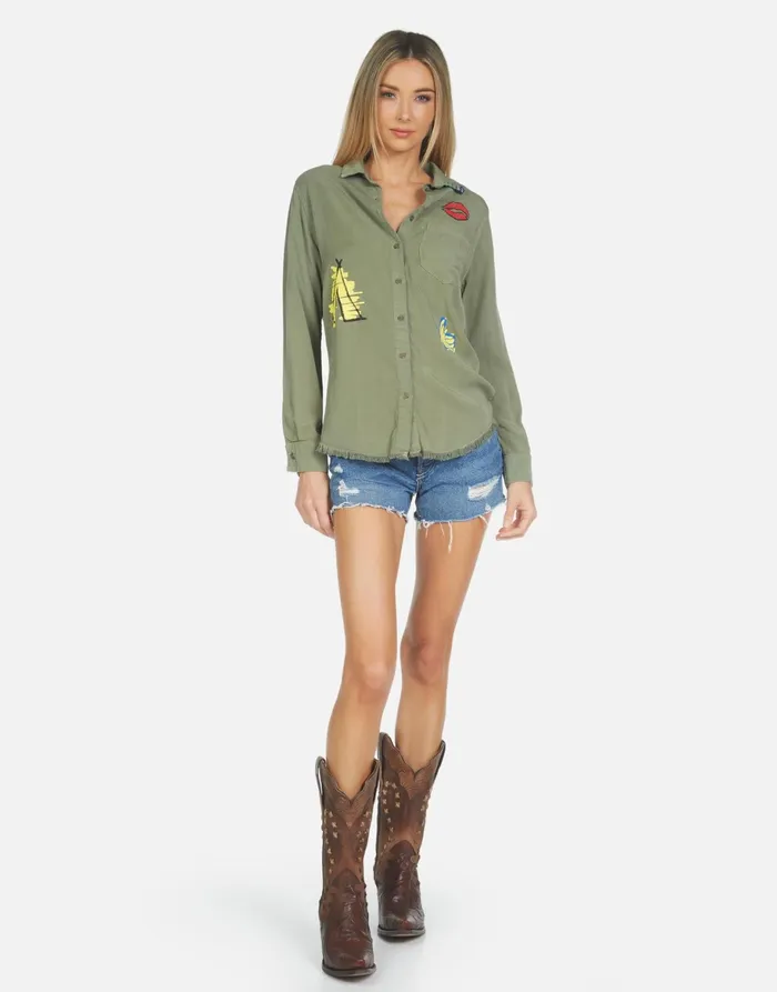 Sloane Camp Hair Don039t Care Military Women039s Lauren Moshi Long Sleeve