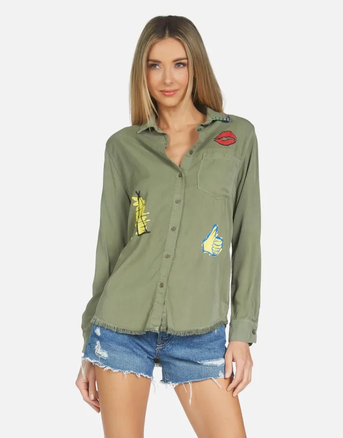 Sloane Camp Hair Don039t Care Military Women039s Lauren Moshi Long Sleeve