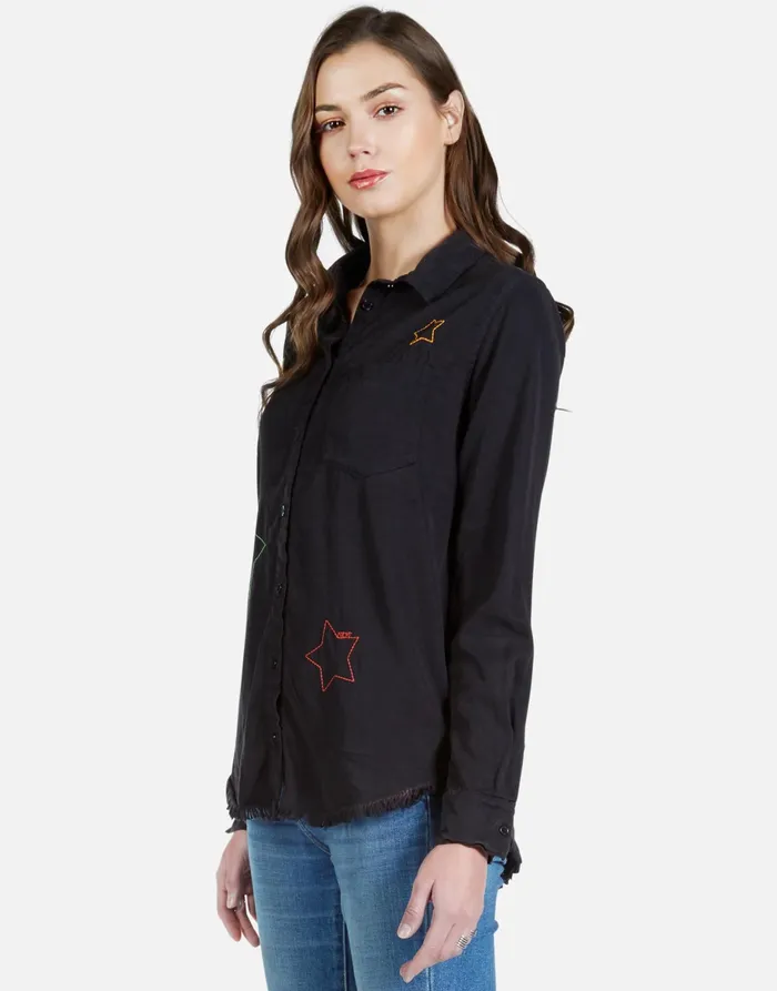 Sloane Color Star Embroidery Onyx Women039s Lauren Moshi Long Sleeve