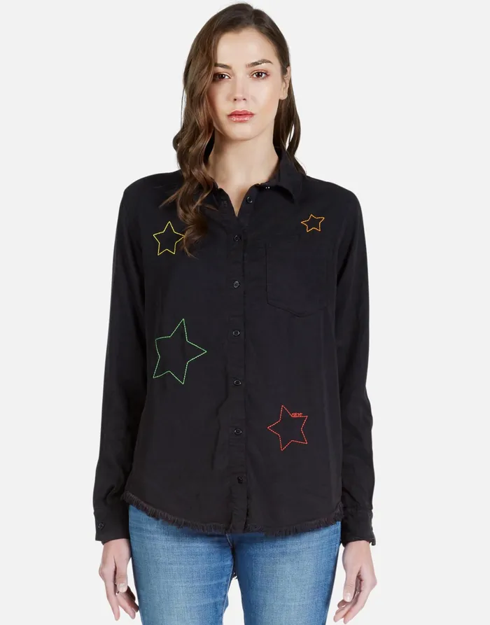 Sloane Color Star Embroidery Onyx Women039s Lauren Moshi Long Sleeve