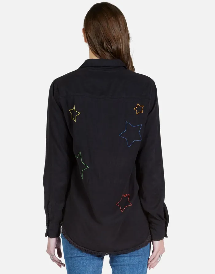 Sloane Color Star Embroidery Onyx Women039s Lauren Moshi Long Sleeve