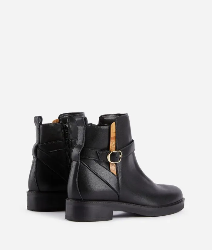 Smooth Leather Beatle Boots With Strap Detail Black Woman Alviero Martini Boots and Booties