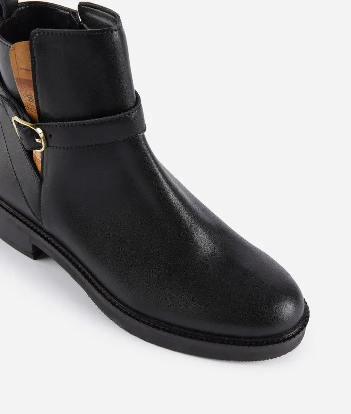 Smooth Leather Beatle Boots With Strap Detail Black Woman Alviero Martini Boots and Booties