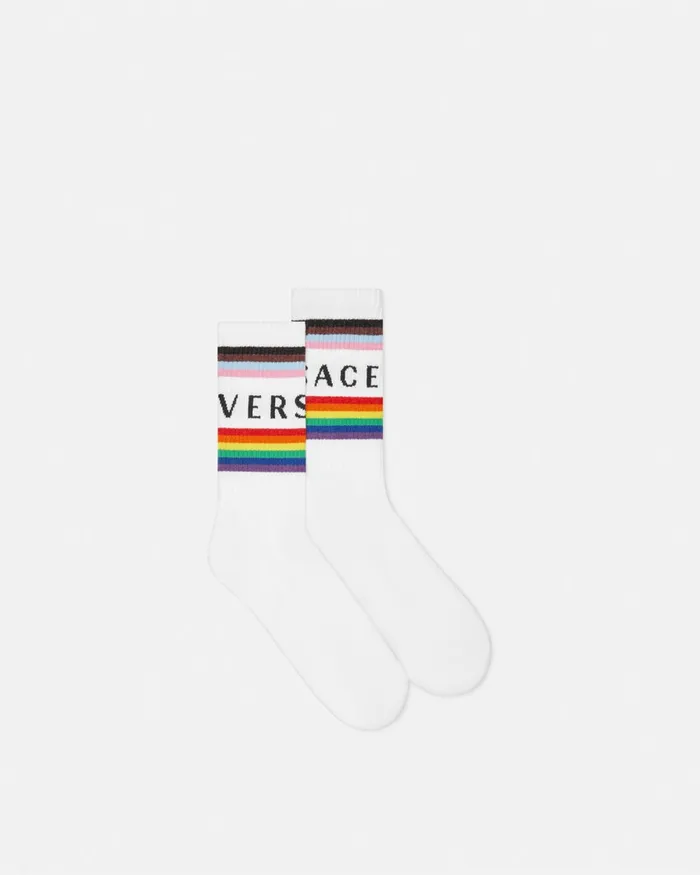 Socks WomenMen Versace Pride Logo Socks White