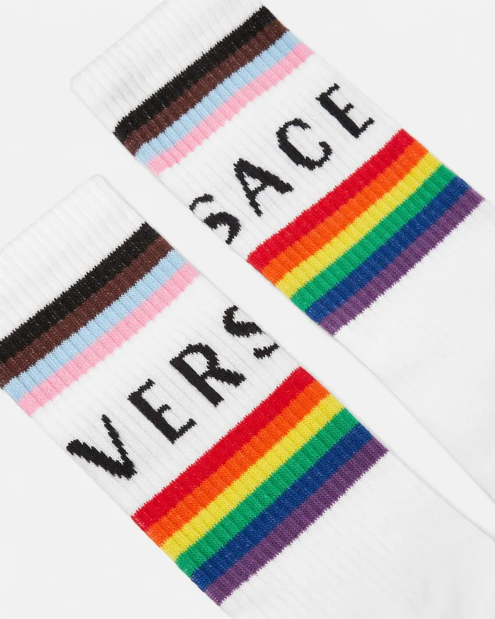 Socks WomenMen Versace Pride Logo Socks White
