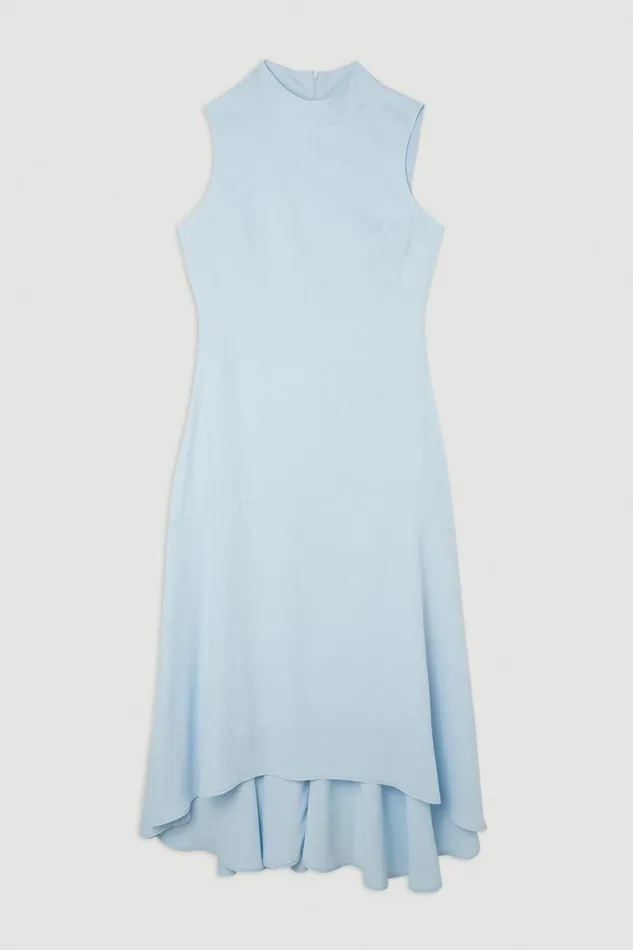 Soft Tailored High Low Midi Dress Pale Blue Women Karen Millen Dresses