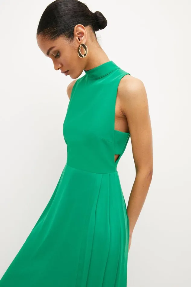 Soft Tailored Pleated Panel Midaxi Dress Green Women Karen Millen Dresses