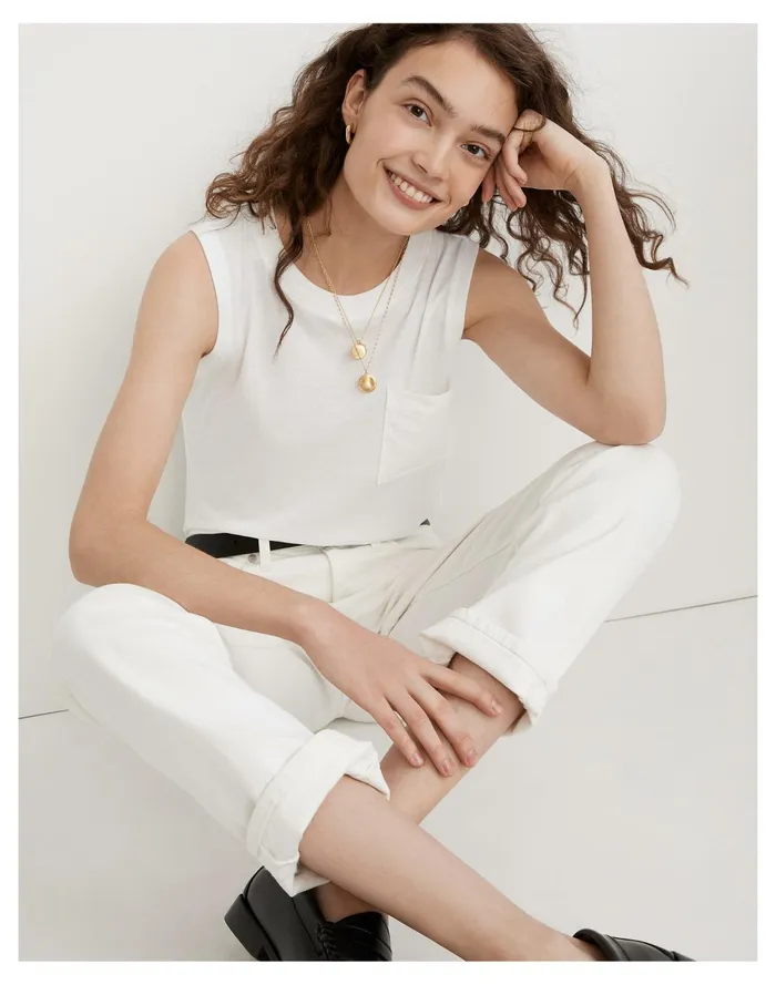 Softfade Cotton Oversized Muscle Tank Optic White Women Madewell Tees