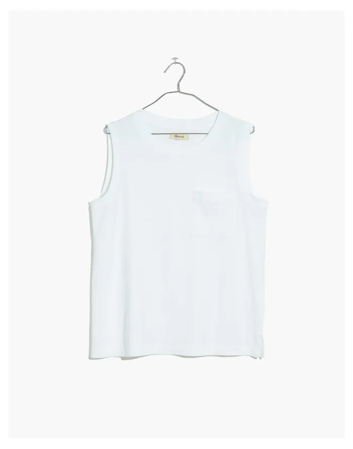 Softfade Cotton Oversized Muscle Tank Optic White Women Madewell Tees