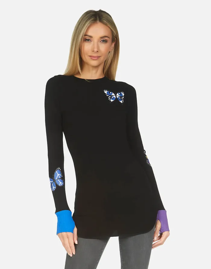 Solange Butterfly Black Women039s Lauren Moshi Long Sleeve