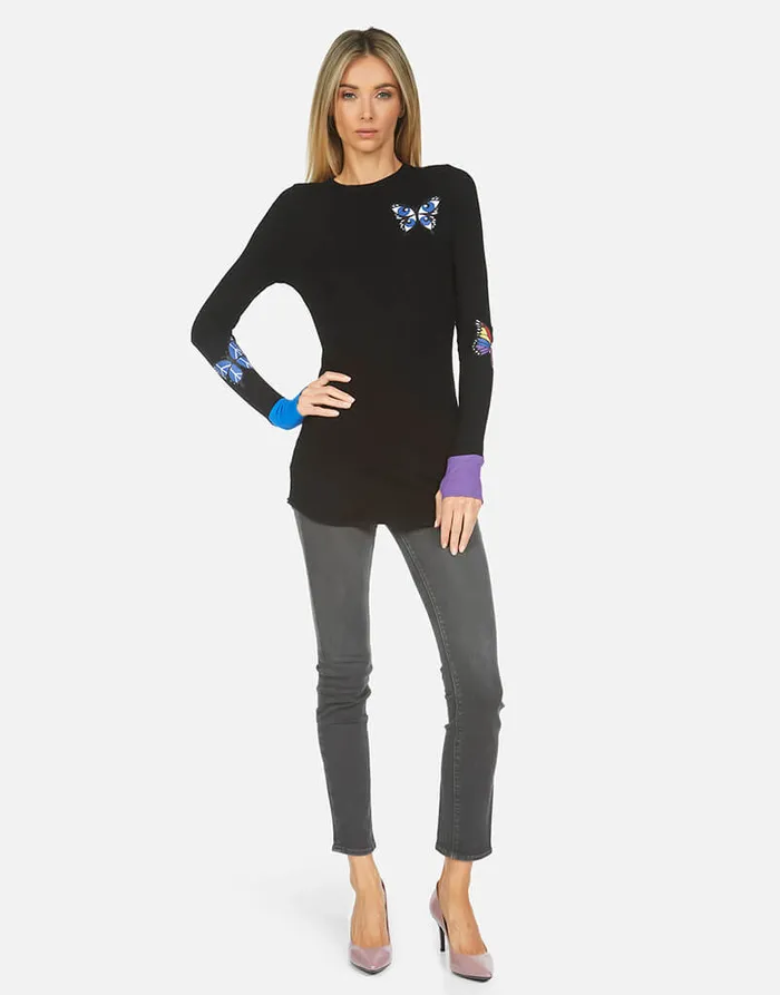 Solange Butterfly Black Women039s Lauren Moshi Long Sleeve