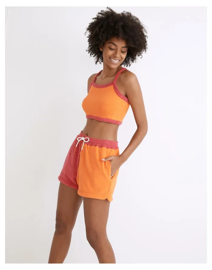 Solid and Striped Colorblock Charlie Shorts Tangerine and Strawberry Women Madewell Swim Solid and Striped Colorblock Charlie Shorts Tangerine and Strawberry Women Madewell Swim
