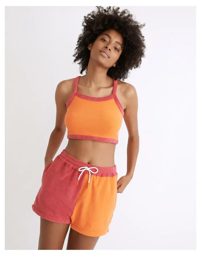 Solid and Striped Colorblock Charlie Shorts Tangerine and Strawberry Women Madewell Swim