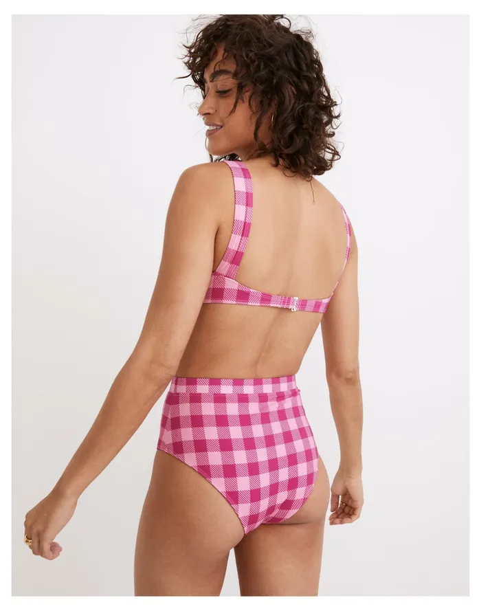 Solid and Striped Lilo High Waist Bikini Bottom In Gingham Pink Multi Gingham Women Madewell Swim Solid and Striped Lilo High Waist Bikini Bottom In Gingham Pink Multi Gingham Women Madewell Swim