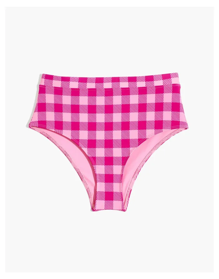 Solid and Striped Lilo High Waist Bikini Bottom In Gingham Pink Multi Gingham Women Madewell Swim Solid and Striped Lilo High Waist Bikini Bottom In Gingham Pink Multi Gingham Women Madewell Swim