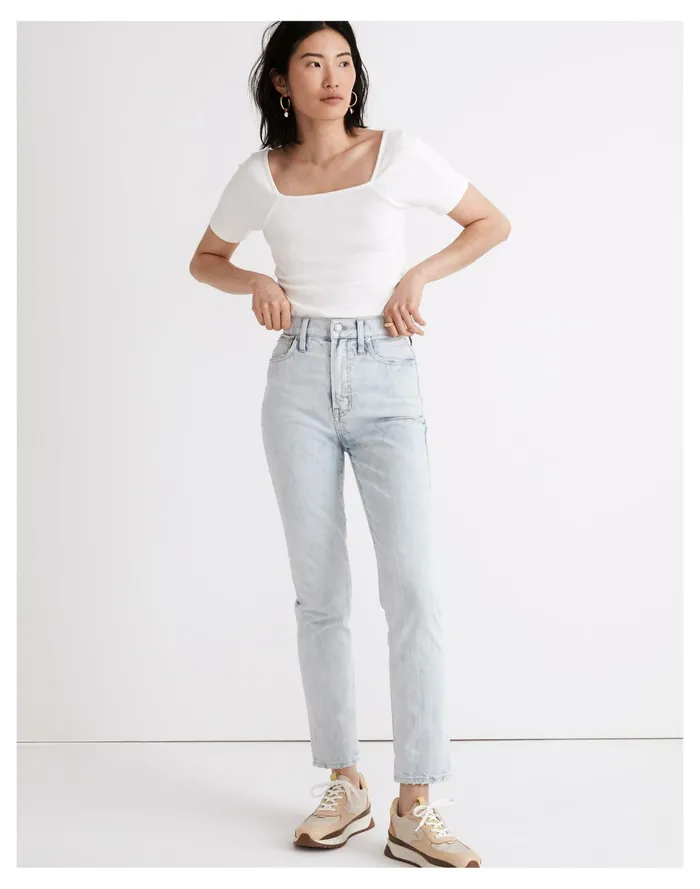 Square Neck Baby Tee Bright Ivory Women Madewell Tees