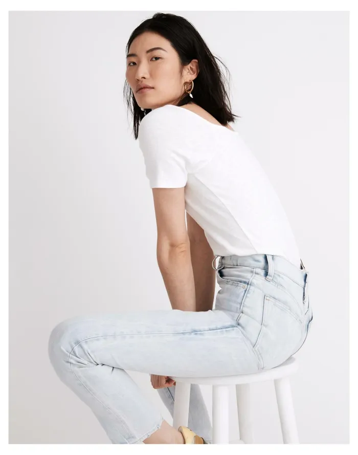 Square Neck Baby Tee Bright Ivory Women Madewell Tees Square Neck Baby Tee Bright Ivory Women Madewell Tees