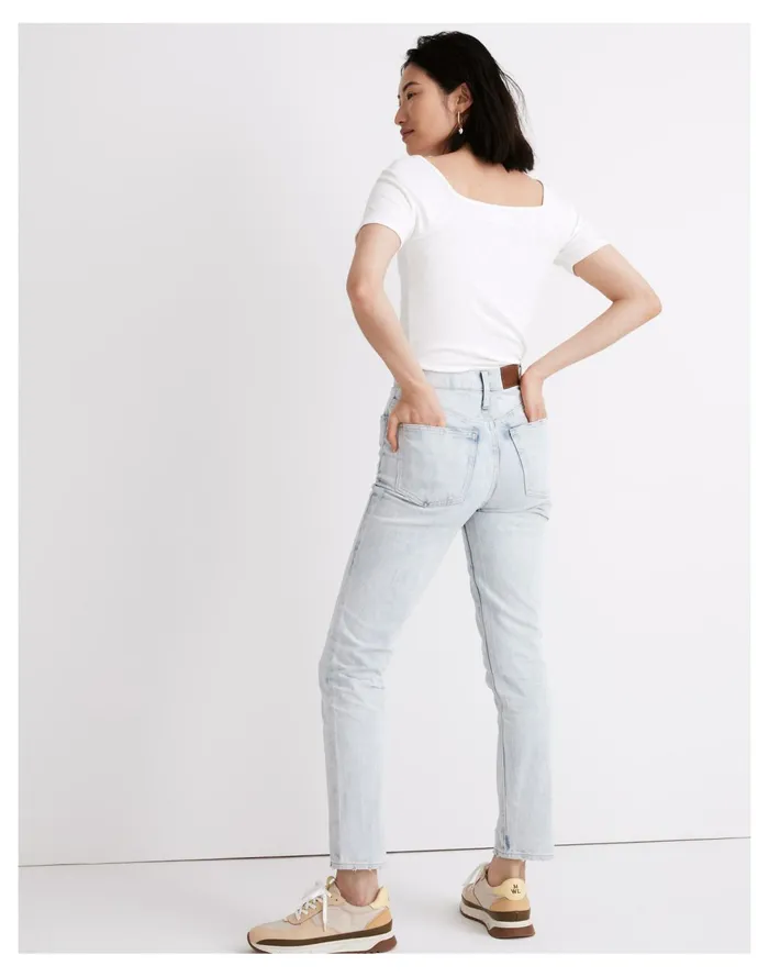 Square Neck Baby Tee Bright Ivory Women Madewell Tees Square Neck Baby Tee Bright Ivory Women Madewell Tees
