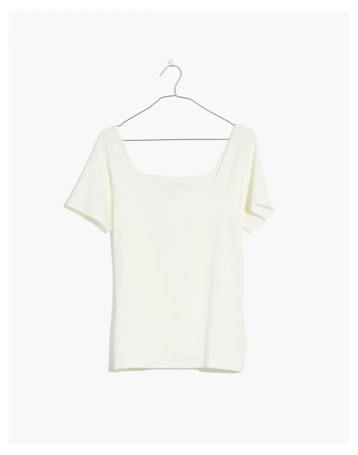 Square Neck Baby Tee Bright Ivory Women Madewell Tees Square Neck Baby Tee Bright Ivory Women Madewell Tees