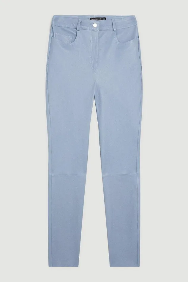 Stretch 5 Pocket Leather Jean Pale Blue Women Karen Millen Jeans