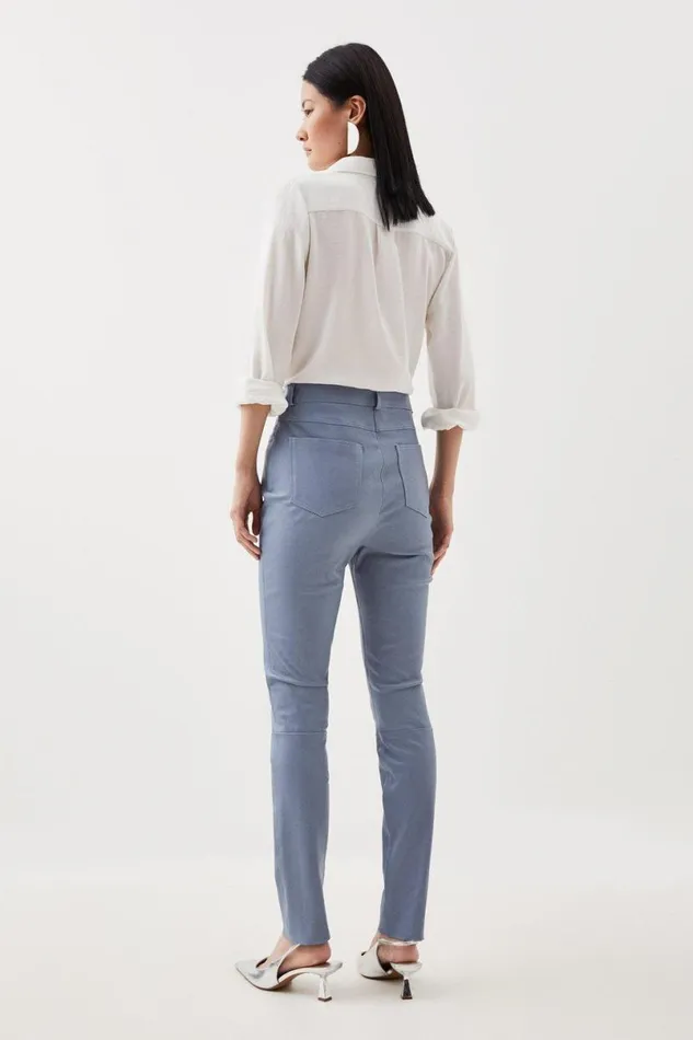 Stretch 5 Pocket Leather Jean Pale Blue Women Karen Millen Jeans