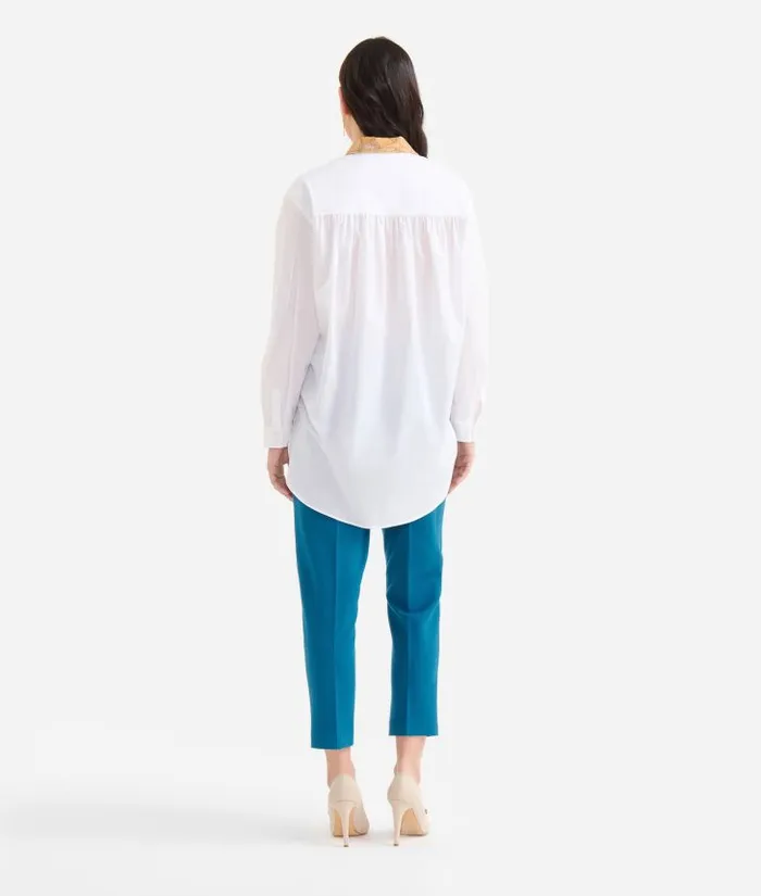 Stretch Cotton Poplin Oversize Shirt White Woman Alviero Martini Knitwears Shirts and Tops