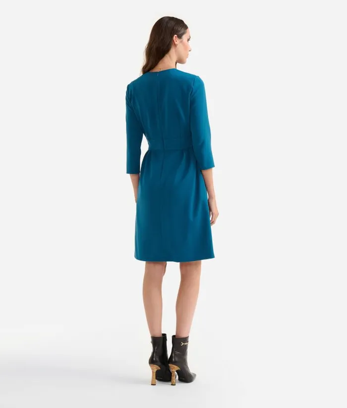 Stretch Fabric Dress With Jewel Belt Prussian Blue Woman Alviero Martini Dresses