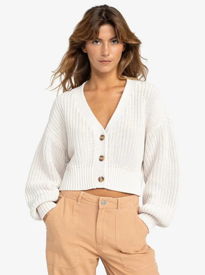 Sundaze Washed 8211 Cardigan Egret Women Roxy Jumpers and Cardigans